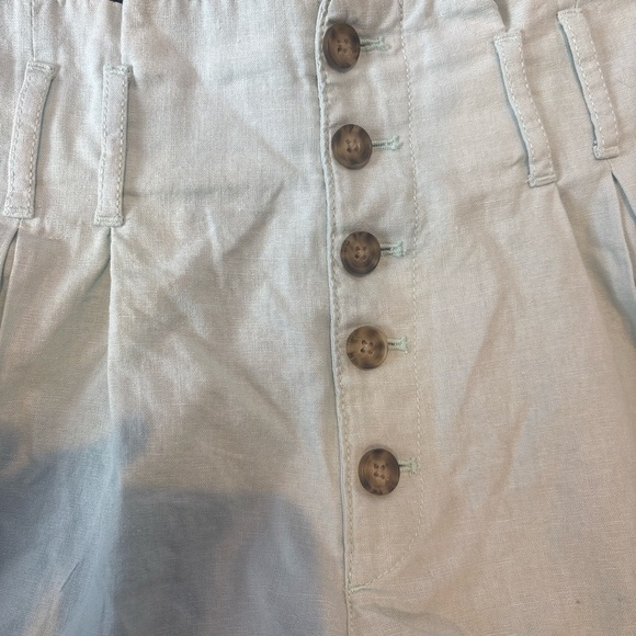 Abercrombie & Fitch Linen Blend High-Rise Button Shorts - Size S light blue - Picture 4 of 5